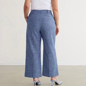 Wide-Leg Ankle Chambray Pant